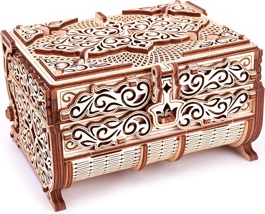 Wood Trick "Šperkovnice zdobená drahokamy od firmy Swarowski" - 3D dřevěné mechanické puzzle - obrázek 1