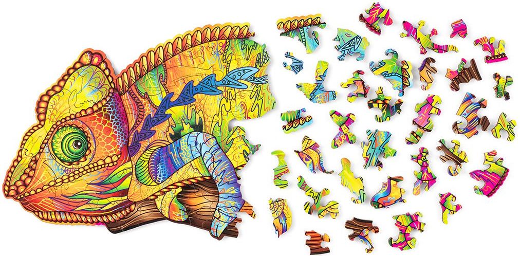 Wood Trick  "Barevný chameleon" - pestrobarevné 2D puzzle - obrázek 2