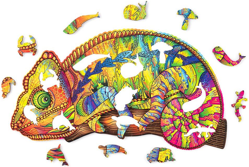Wood Trick  "Barevný chameleon" - pestrobarevné 2D puzzle - obrázek 3