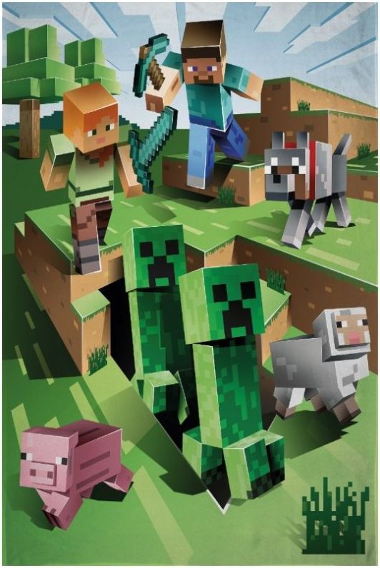 Halantex · Fleecová deka Minecraft - motiv Farma - Polar Fleece - 130 x 170 cm - obrázek 1