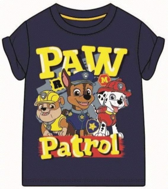 SpinMaster - Chlapecké bavlněné tričko s krátkým rukávem Tlapková patrola / Paw Patrol - tm. modré 116 - obrázek 1