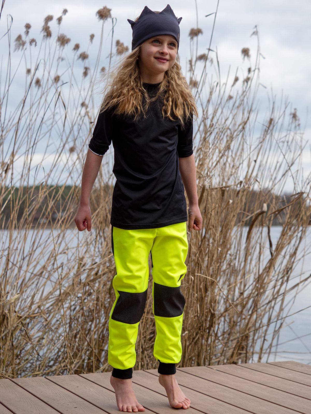 Drexiss zimní softshellové kalhoty NEON YELLOW-GREY Velikost: 104 - obrázek 2