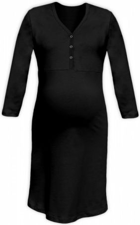 Těhotenská, kojící noční košile PAVLA 3/4 - černá, Velikosti těh. moda S/M - obrázek 1
