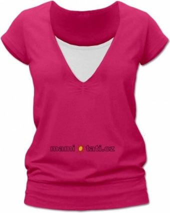 Kojící,těhotenské triko JULIE - sytě růžová - obrázek 1