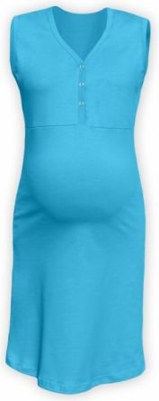 Těhotenská, kojící noční košile PAVLA bez rukávu - tyrkys, Velikosti těh. moda M/L - obrázek 1