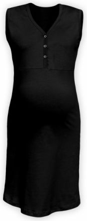 Těhotenská, kojící noční košile PAVLA bez rukávu - černá, Velikosti těh. moda S/M - obrázek 1