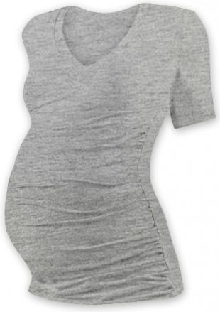 Těh. tričko kr. rukáv s výstřihem do V - šedý melír, Velikosti těh. moda S/M - obrázek 1