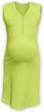 Těhotenská, kojící noční košile PAVLA bez rukávu - hráškově zelená, Velikosti těh. moda S/M - obrázek 1