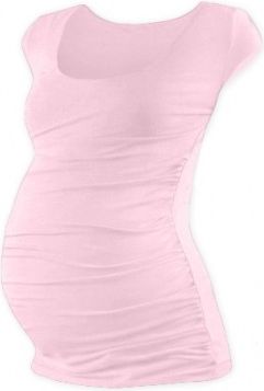 Těhotenské triko mini rukáv JOHANKA - světle růžová, Velikosti těh. moda L/XL - obrázek 1