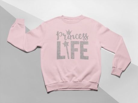 KIDSBEE Moderní dětská dívčí mikina Princess Life - růžová, Velikost koj. oblečení 104 (3-4r) - obrázek 1