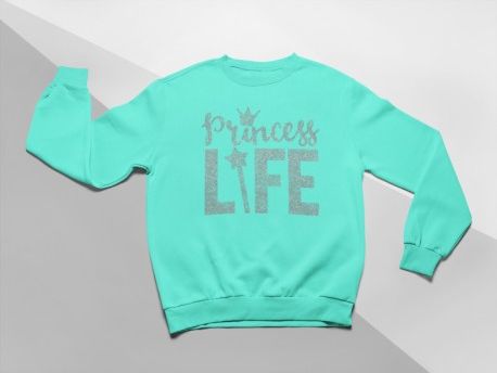 KIDSBEE Moderní dětská dívčí mikina Princess Life - mátová, Velikost koj. oblečení 104 (3-4r) - obrázek 1