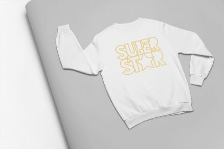 KIDSBEE Stylová dětská dívčí mikina Super Star - bílá, Velikost koj. oblečení 104 (3-4r) - obrázek 1