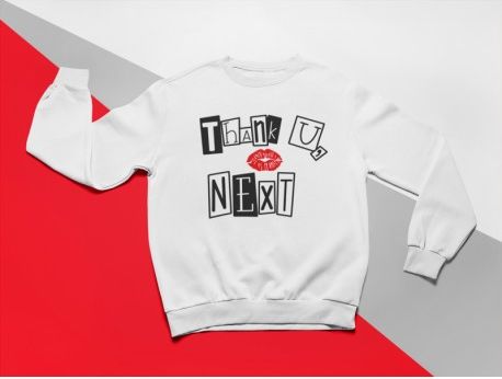 KIDSBEE Stylová dětská dívčí mikina Thank You Next - bílá, Velikost koj. oblečení 104 (3-4r) - obrázek 1