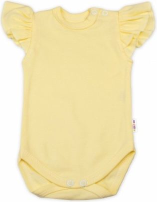 Baby Nellys Bavlněné body Nikolka, krátký rukáv s volánkem - žluté - obrázek 1