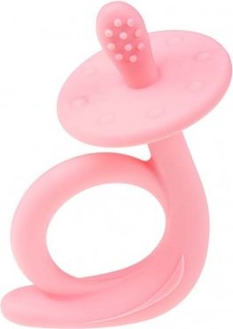 Dětské silikonové kousátko Akuku Šneček růžové, Růžová - obrázek 1