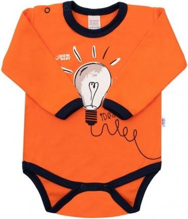 Kojenecké bavlněné body s dlouhým rukávem New Baby Happy Bulbs, Oranžová, 56 (0-3m) - obrázek 1
