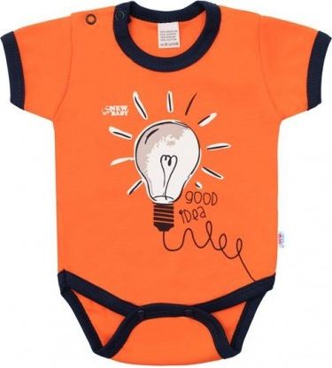 Kojenecké bavlněné body s krátkým rukávem New Baby Happy Bulbs, Oranžová, 86 (12-18m) - obrázek 1