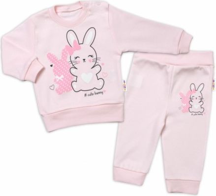 Baby Nellys Kojenecká tepláková souprava Cute Bunny - růžová, Velikost koj. oblečení 74 (6-9m) - obrázek 1