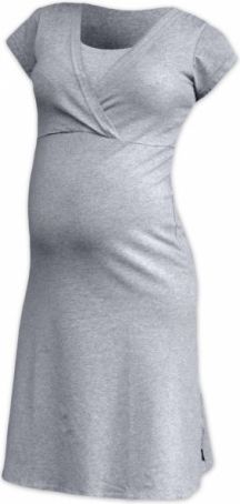 JOŽÁNEK Těhotenská, kojící noční košile EVA, krátký rukáv - šedý melírek, Velikosti těh. moda L/XL - obrázek 1
