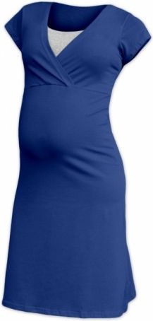 JOŽÁNEK Těhotenská, kojící noční košile EVA, krátký rukáv - tm. modrá, Velikosti těh. moda L/XL - obrázek 1