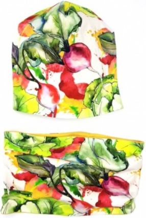 Bexa Jarní dvouvrstvá čepice + komínek, Vegetables, vícebarevná, Velikost koj. oblečení 98 (2-3r) - obrázek 1