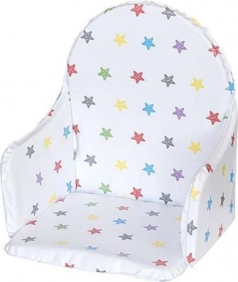 Vložka do dřevěných jídelních židliček typu New Baby Victory bílá hvězdy různobarevné, Bílá - obrázek 1