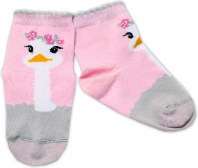 Baby Nellys Bavlněné ponožky Pštros - světle růžové, Velikost koj. oblečení 104-116 (4-6r) - obrázek 1