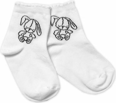 Baby Nellys Bavlněné ponožky Cutte Bunny - bílé, Velikost koj. oblečení 122-128 (6-8r) - obrázek 1