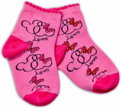 Baby Nellys Bavlněné ponožky Minnie Love - tmavě růžové, Velikost koj. oblečení 104-116 (4-6r) - obrázek 1