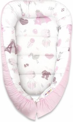 Baby Nellys Bavlněné oboustranné hnízdečko , 55x75cm, New Love Baby - růžová - obrázek 1