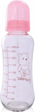 Skleněná lahvička Lorelli pro kojené děti 240 ml PINK - obrázek 1