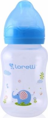 Kojenecká lahvička Lorelli 250 ml s širokým hrdlem ANIMALS BLUE - obrázek 1