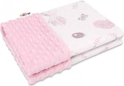 Baby Nellys Bavlněná deka s Minky 100x75cm, New Love Baby - růžová - obrázek 1