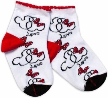 Baby Nellys Bavlněné ponožky Minnie Love - bílé, Velikost koj. oblečení 122-128 (6-8r) - obrázek 1