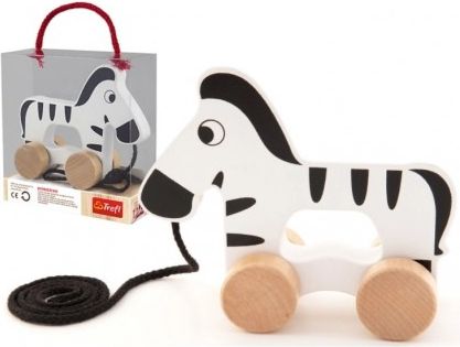 Trefl Edukační dřevěná hračka 14 cm tahací - Zebra - obrázek 1