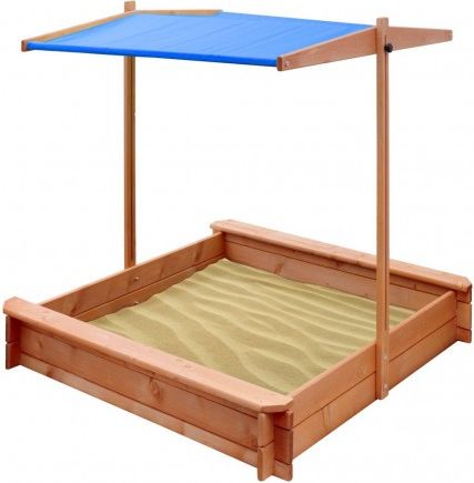 Dětské dřevěné pískoviště se stříškou NEW BABY 120x120 cm modré, Modrá - obrázek 1