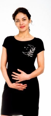 Be MaaMaa Těhotenská, kojící noční košile MOON - černá, Velikosti těh. moda S/M - obrázek 1