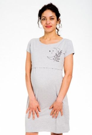 Be MaaMaa Těhotenská, kojící noční košile MOON - bílá, Velikosti těh. moda S/M - obrázek 1