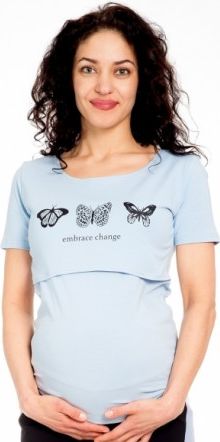 Be MaaMaa Těhotenské/kojicí triko kr. rukáv, Embrace change - sv. modrá, Velikosti těh. moda XL (42) - obrázek 1