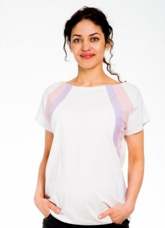 Be MaaMaa Těhotenské/kojicí triko, halenka, COMO - bílé, Velikosti těh. moda S (36) - obrázek 1