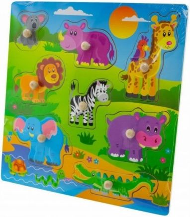 Tulimi Dřevěné zábavné puzzle vkládací - Safari velké