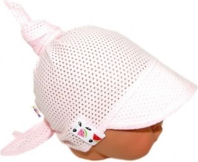 Baby Nellys Dětský síťkovaný šátek s kšiltem na zavazování, meloun - sv. růžová - obrázek 1