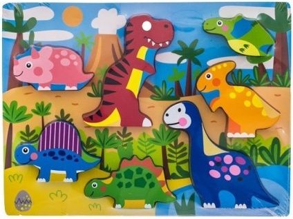 Tulimi Dřevěné zábavné puzzle vkládací - Dinosauři