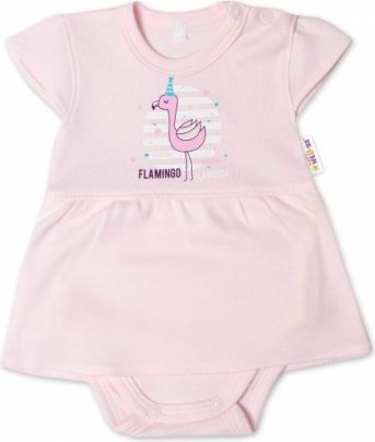 Baby Nellys Bavlněné kojenecké sukničkobody, kr. rukáv, Flamingo - sv. růžové, Velikost koj. oblečení 80 (9-12m) - obrázek 1
