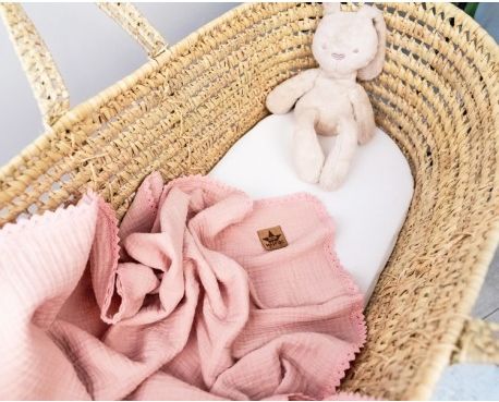 Baby Nellys Luxusní dvouvrstvá mušelínová dětská deka, 75 x 100 cm, pudrová - obrázek 1