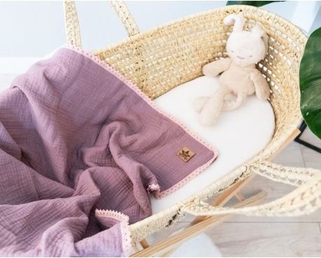 Baby Nellys Luxusní dvouvrstvá mušelínová dětská deka, 75 x 100 cm, fialová - obrázek 1