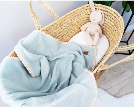 Baby Nellys Luxusní dvouvrstvá mušelínová dětská deka, 75 x 100 cm, světle modrá - obrázek 1