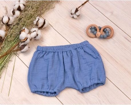 Baby Nellys Mušelinové letní kraťasky BOY - jeans, Velikost koj. oblečení 80-86 (12-18m) - obrázek 1