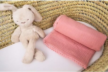 Baby Nellys Luxusní jednovrstvá mušelínová dětská deka, 75 x 100 cm, růžová - obrázek 1