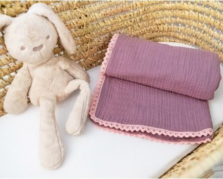 Baby Nellys Luxusní jednovrstvá mušelínová dětská deka, 75 x 100 cm, lila, fialová - obrázek 1